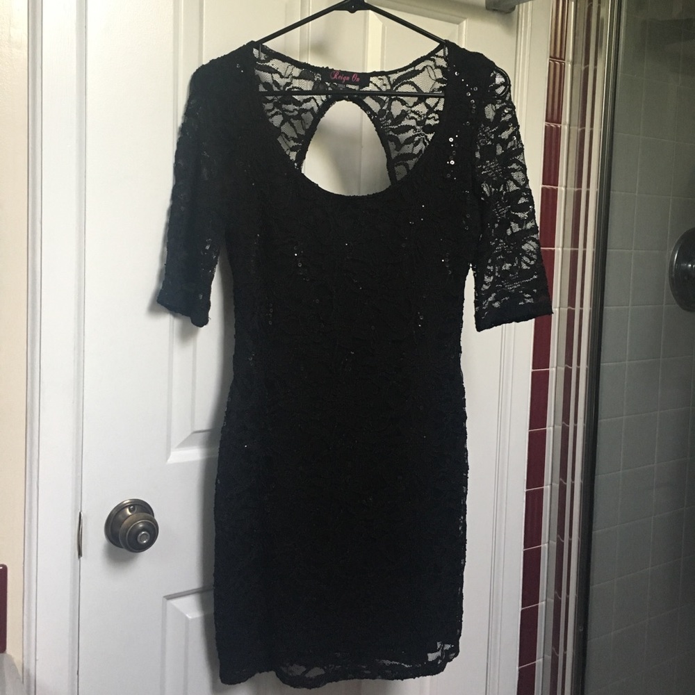 Black lace (floral design) & dainty black sequins